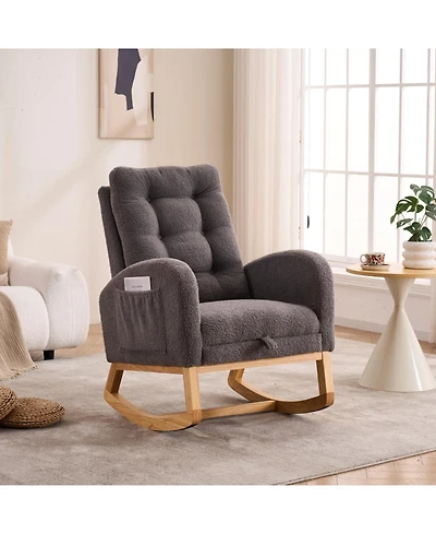Streamdale Furniture Dark Gray Rocking Chair with Footrest