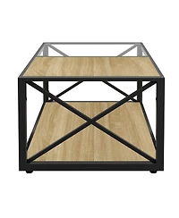 Streamdale Furniture Modern Glass & Wood Coffee Table
