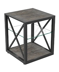 Streamdale Furniture Modern End Table Nightstand - Glass & Wood
