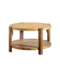 Streamdale Furniture Round Wood Coffee Table - 2 Tier Mid Century Modern