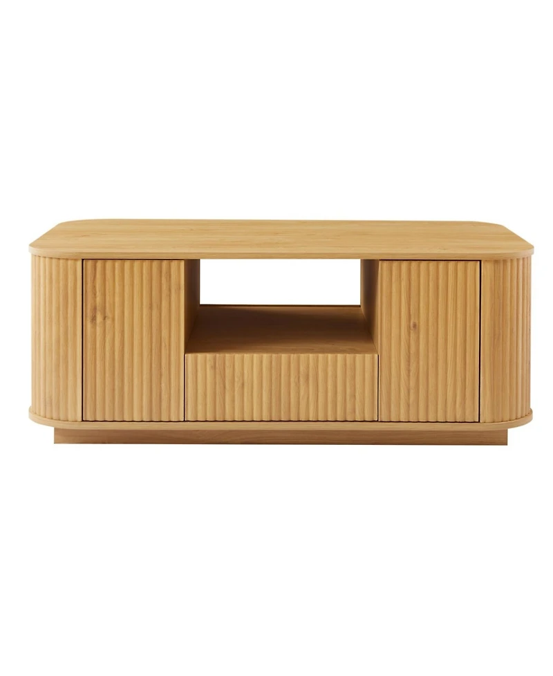 Streamdale Furniture Modern Oval Coffee Table with Drawers & Storage - Natural