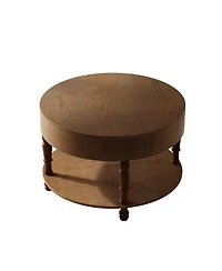 Streamdale Furniture Modern Round Coffee Table with Storage - Walnut