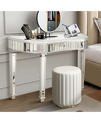 Streamdale Furniture 47" Half-Moon Mirrored Console Table - Silver Entryway Vanity