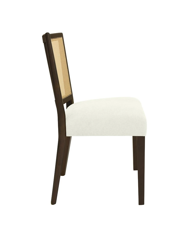 Streamdale Rattan Dining Chair Without Arm(dark brown+beige) Set of 2