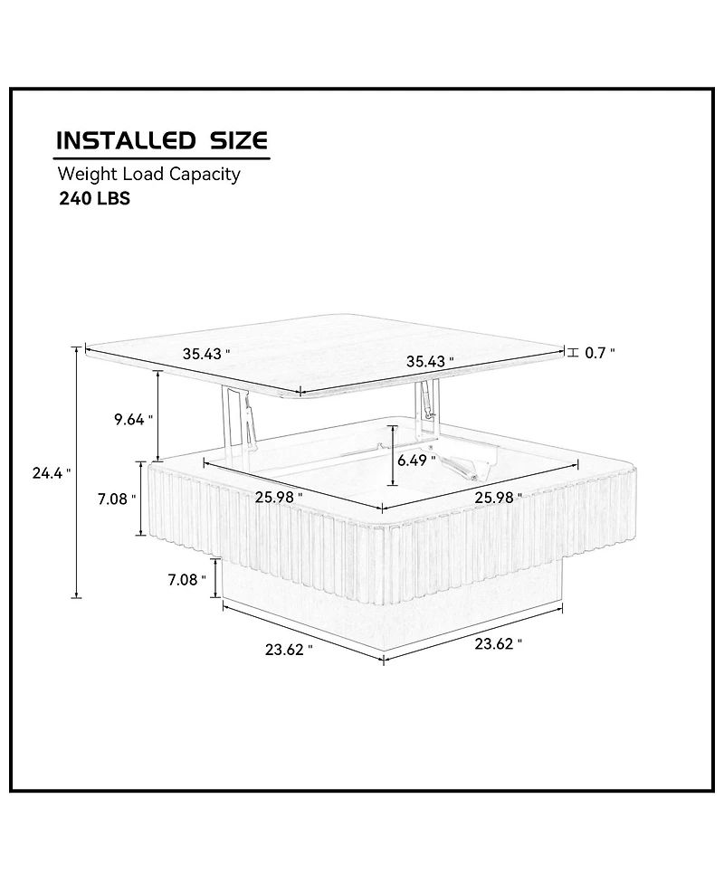 Streamdale Modern Lift Top Coffee Table with Hidden Storage