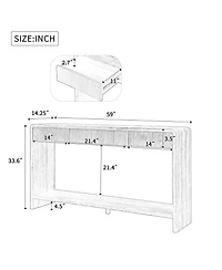 Streamdale Modern 3-Drawer Console Table - Slat Design