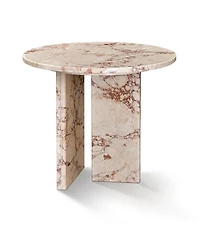 Streamdale Furniture Pink Marble Coffee Table - Small, Natural Stone, 17.7 Inch