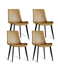 Streamdale Furniture Pu Leather Dining Chairs, Carbon Steel Legs, Brown (Set of 4)