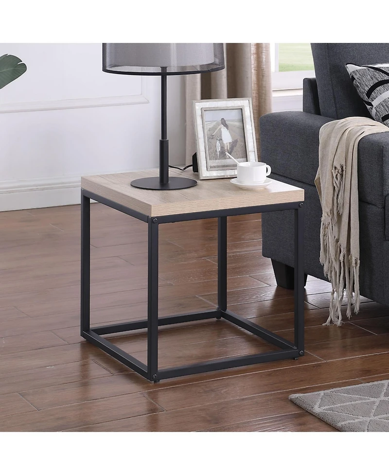 Streamdale Furniture Square Wood & Metal End Table