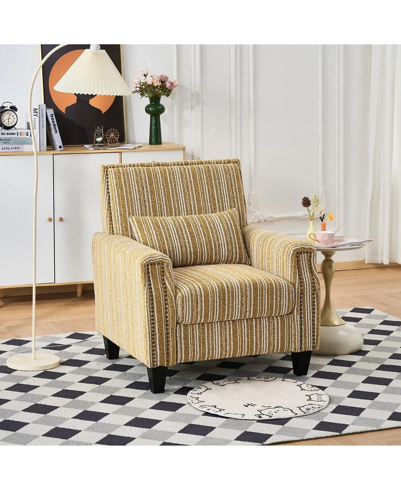 Streamdale Furniture Streamdale Yellow Striped Accent Chair with Nailhead Trim