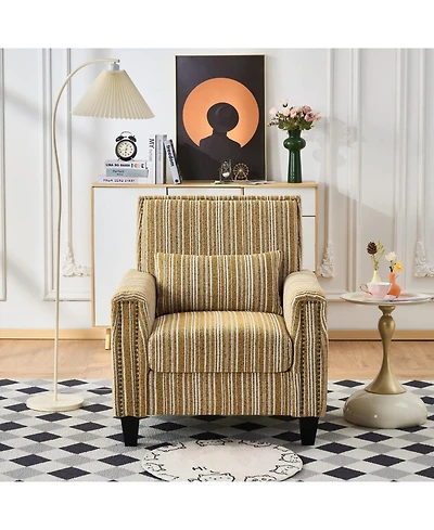 Streamdale Furniture Streamdale Yellow Striped Accent Chair with Nailhead Trim