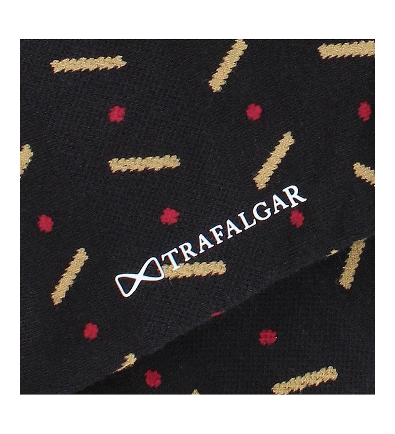 Trafalgar Men's Jevin Dot and Dash Mid-Calf Combed Cotton Dress Socks (1 Pair)