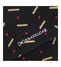 Trafalgar Men's Jevin Dot and Dash Mid-Calf Combed Cotton Dress Socks (1 Pair)