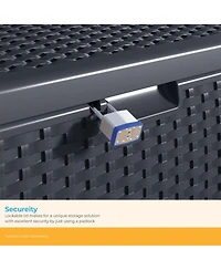 Suncast 73 Gallon Resin Wicker Outdoor Patio Storage Deck Box, Cyberspace