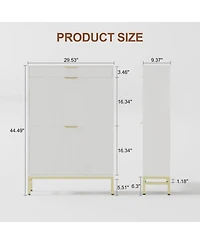 gaomon Fluted Shoe Storage Cabinet, Narrow Shoe Organizer with 2 Flip Drawers