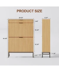gaomon Fluted Shoe Storage Cabinet, Narrow Shoe Organizer with 2 Flip Drawers