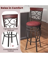 Costway Set of 2 Vintage Bar Stools Swivel Padded Seat 30'' Bistro Dining Kitchen Pub Chair High Back