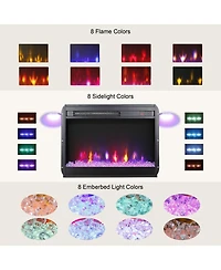 Flynama 23-inch electric fireplace insert, ultra-thin heater with crystal & realistic flame, remote control with timer, overheating protection
