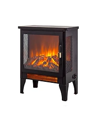Flynama 17 inch Freestanding Electric Fireplace Stove heater with 3D Flame effect,Black