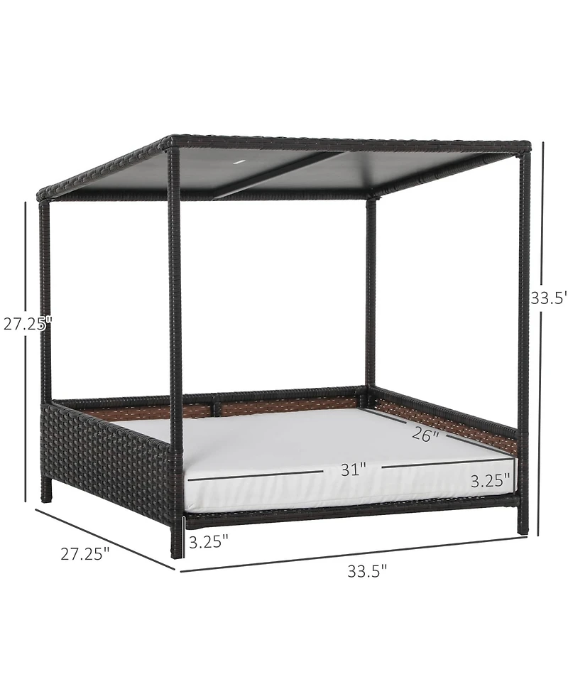 Zeus & Ruta Brown Raised Rattan Cat Bed