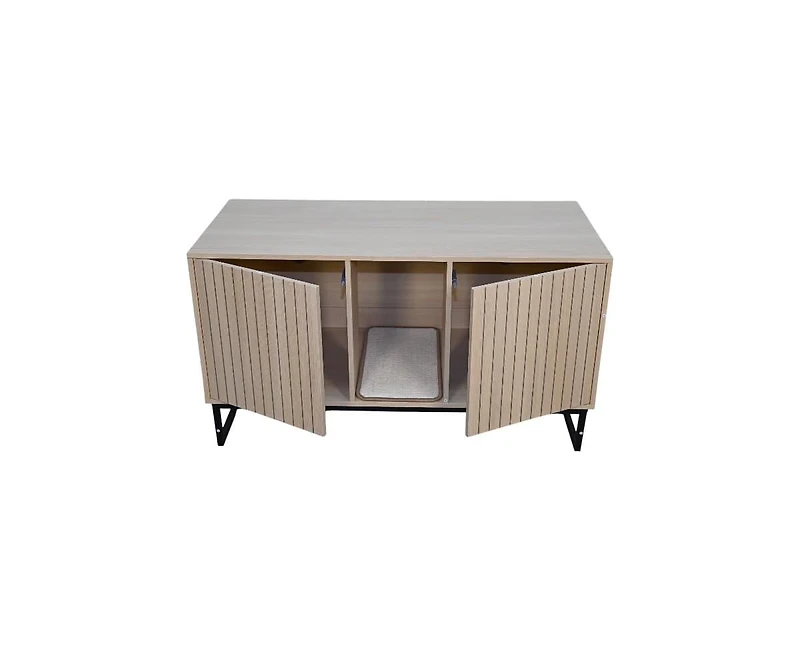 Zeus & Ruta Modern Wooden Cat House with Scratching Mat 47.64x21.46x25.98in 76.4lbs