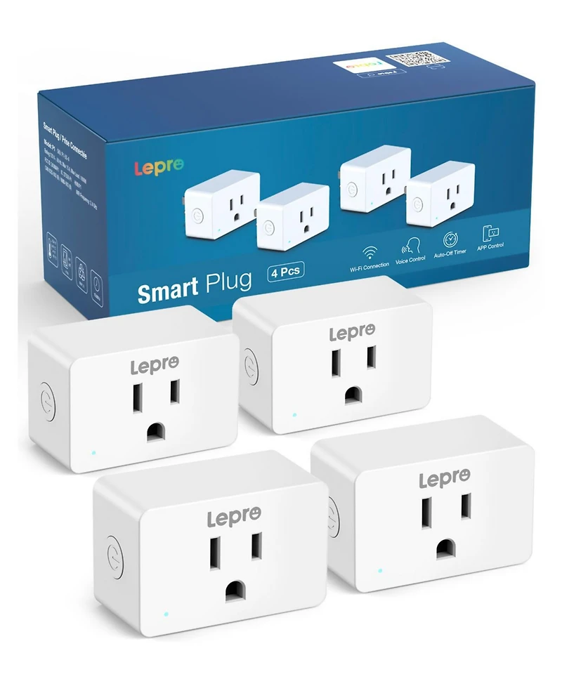 Lepro P1 Indoor Smart Plug, 15A 1800W, Timer, Gruop Control, Enable Alexa Google Assistant, Bluetooth 2.4Ghz Wi-Fi Only