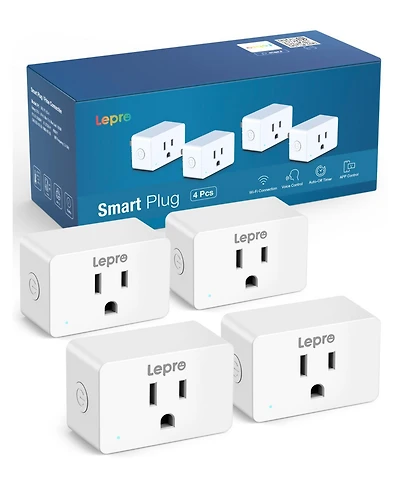 Lepro P1 Indoor Smart Plug, 15A 1800W, Timer, Gruop Control, Enable Alexa Google Assistant, Bluetooth 2.4Ghz Wi-Fi Only, White (4-Pack)
