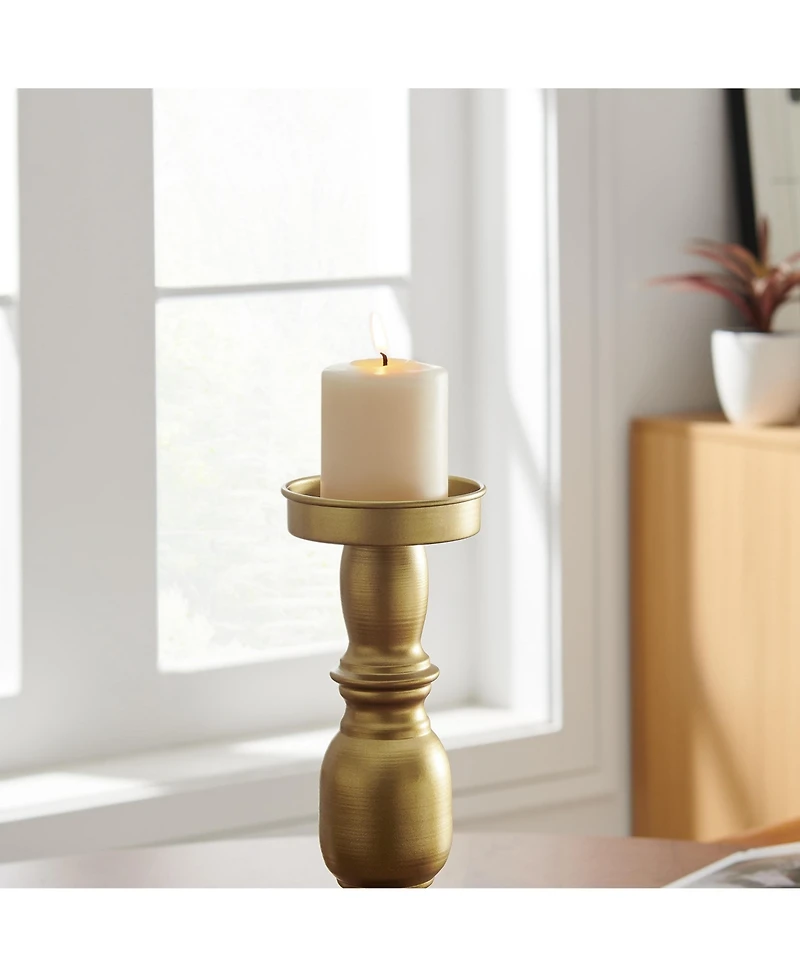 Danya B Nara Antique Brass and Vintage Wood Taper Candle Holders - Set of 3