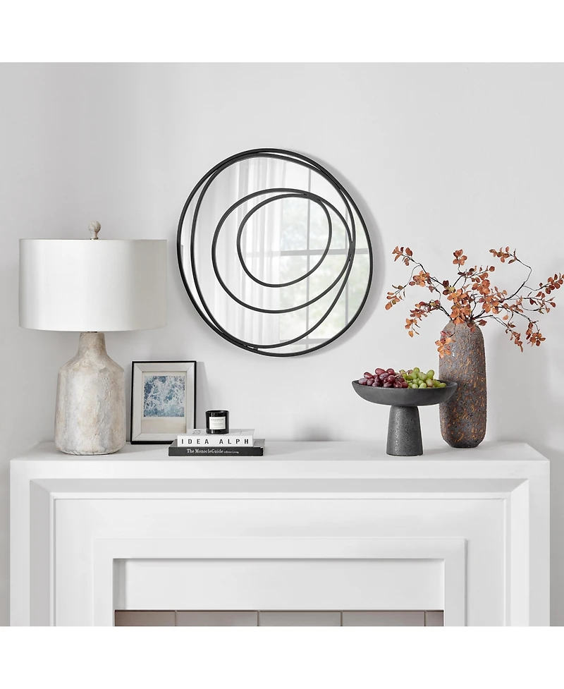 Danya B Sonya 25.5-inch Contemporary Continuous Circles Wall Mirror with Black Iron Accents
