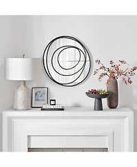 Danya B Sonya 25.5-inch Contemporary Continuous Circles Wall Mirror with Black Iron Accents