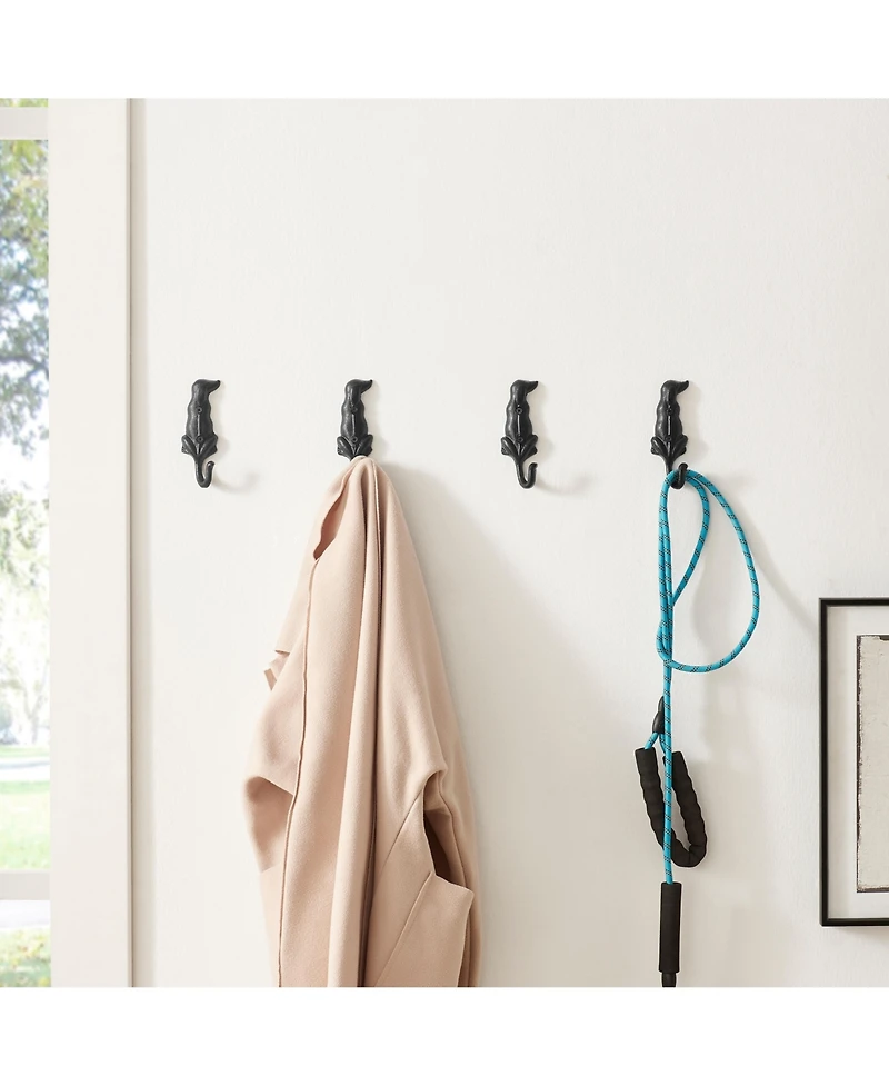 Danya B 4 Piece Dog Wagging Tail Decorative Wall Hook Set