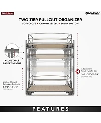 Rev-a-Shelf Two-Tier Solid Bottom Pullout Base Cabinet Organizer, 54BK-18SC-2-1