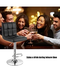 Costway Adjustable Armless Bar Stool Full Back Swivel Kitchen Counter Bar Chair Pu Leather