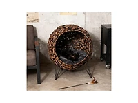 Zeus & Ruta Hand Woven Banana Leaf Elevated Cat Bed with Cushion