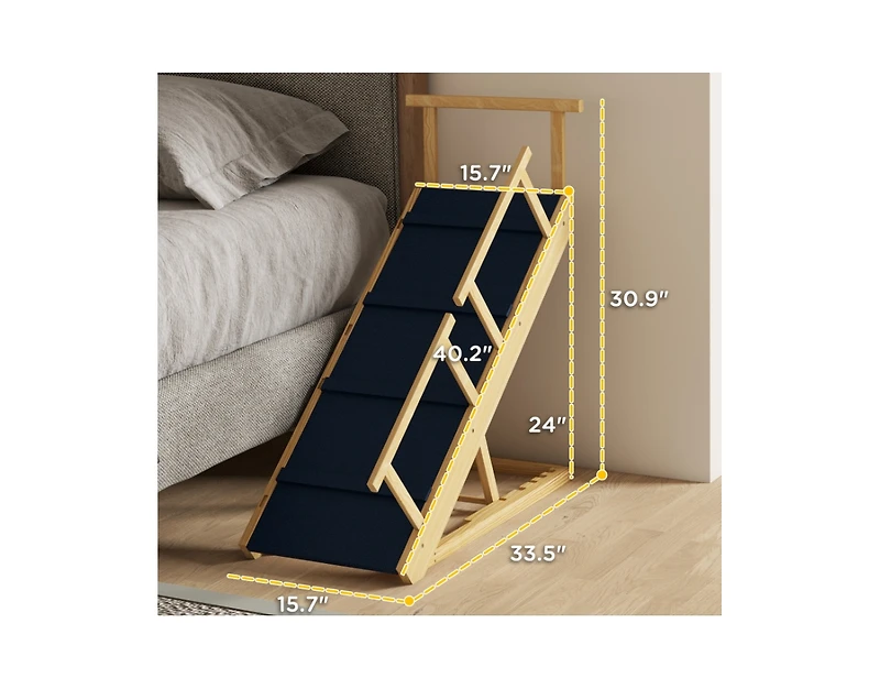 Zeus & Ruta Pine wood Adjustable Foldable Steps