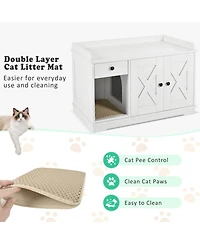 Zeus & Ruta White Farmhouse Cat Litter Box Enclosure with Storage