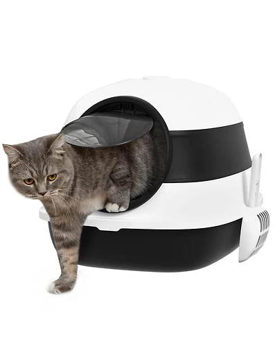Zeus & Ruta Foldable Covered Cat Litter Box with Two Way Entrance