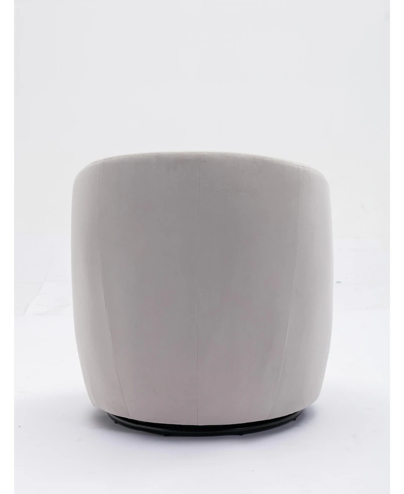 Cesicia Gray Velvet Swivel Accent Armchair With Black Powder Coating Metal Ring