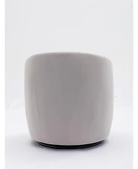 Cesicia Gray Velvet Swivel Accent Armchair With Black Powder Coating Metal Ring