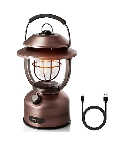Lepro Vintage Led Rechargeable Metal Camping Lantern, Dimmable High Lumen Up to 1000LM, Outdoor Waterproof