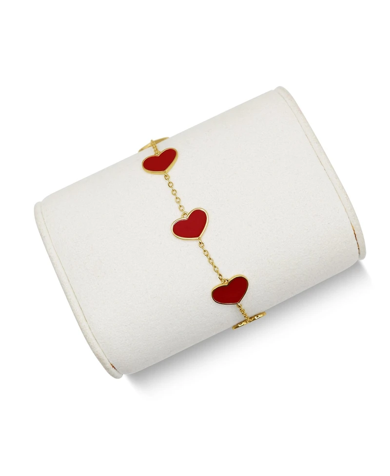Bowood Lane 18k Gold Vermeil and Red Heart Bracelet