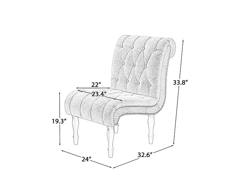 Boyel Living Armless Accent Upholstered Lounge Chair Slipper Chair for Bedroom Living Room