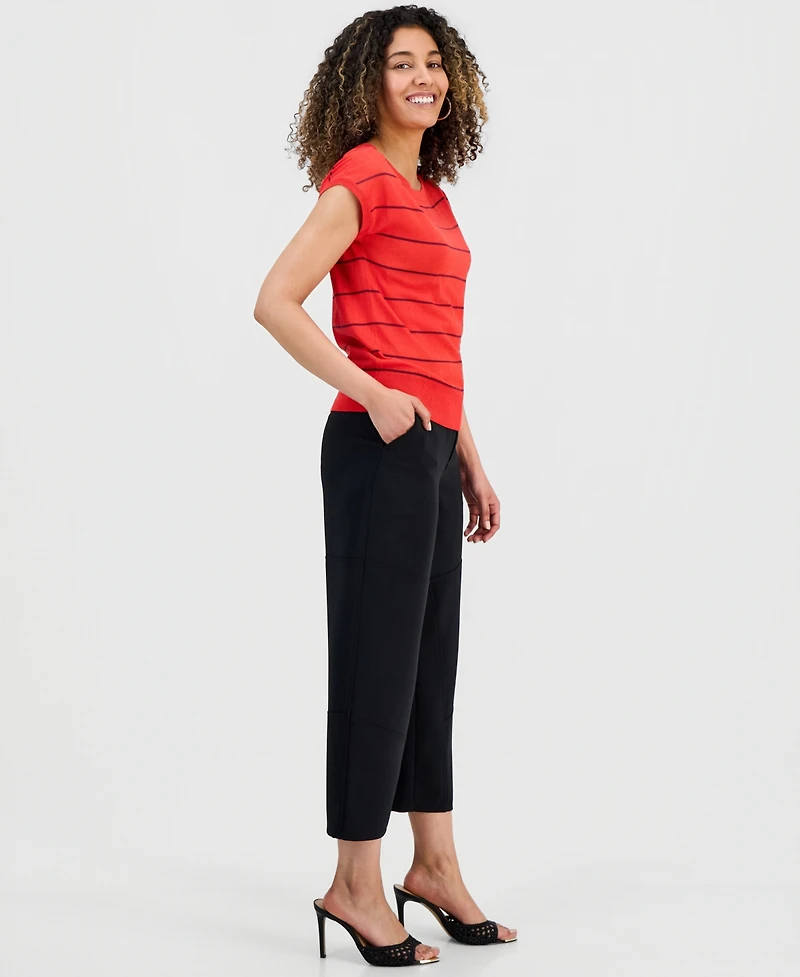 I.n.c. International Concepts Petite High-Rise Barrel-Detail Pants, Macy's Exclusive