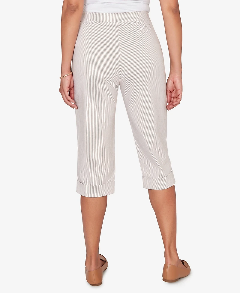 Alfred Dunner Petite Classic Stretch Stripe Clamdigger Capri Pants