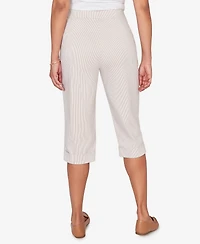 Alfred Dunner Petite Classic Stretch Stripe Clamdigger Capri Pants