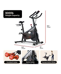 Sunny Health & Fitness Active 200 Smart Exercise Bike w/Pulse Sensor, Indoor Cardio Cycling Machine w/Adjustable Handlebar & Seat for Cardio Cycle Tra