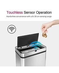Mega Casa 16 Gallon Stainless Steel Rectangular Motion Sensor Trash Can