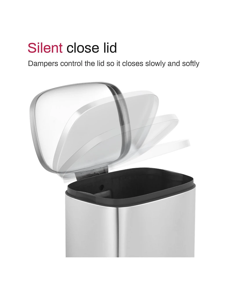 Mega Casa 13+2.1 Gal Oval Stainless Steel Step-on Trash Can Set