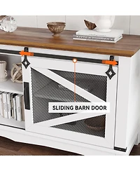 gaomon Modern Tv Stand for Living Room 65" Entertainment Center with Storage Sliding Barn Doors and Adjustable Shelf White