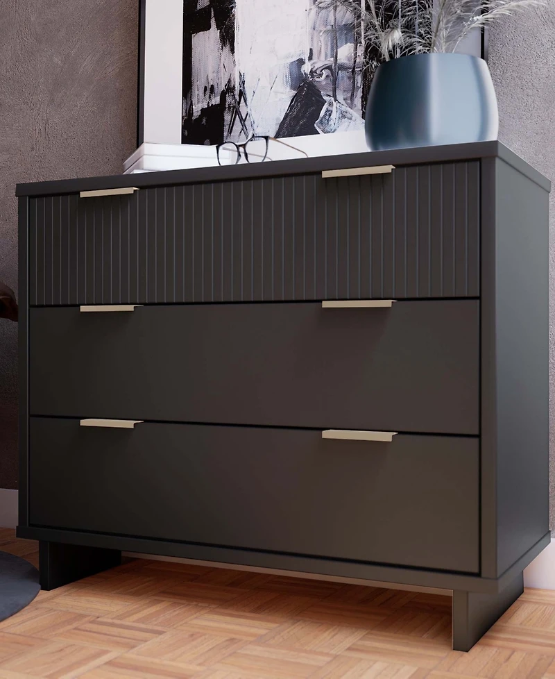 Manhattan Comfort Granville 38" Solid Wood 3-Drawer Dresser